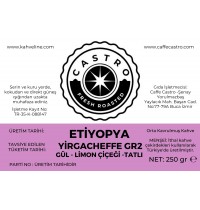 Castro Etiyopya Yirgacheffe Nitelikli  Kahve  250 Gr.